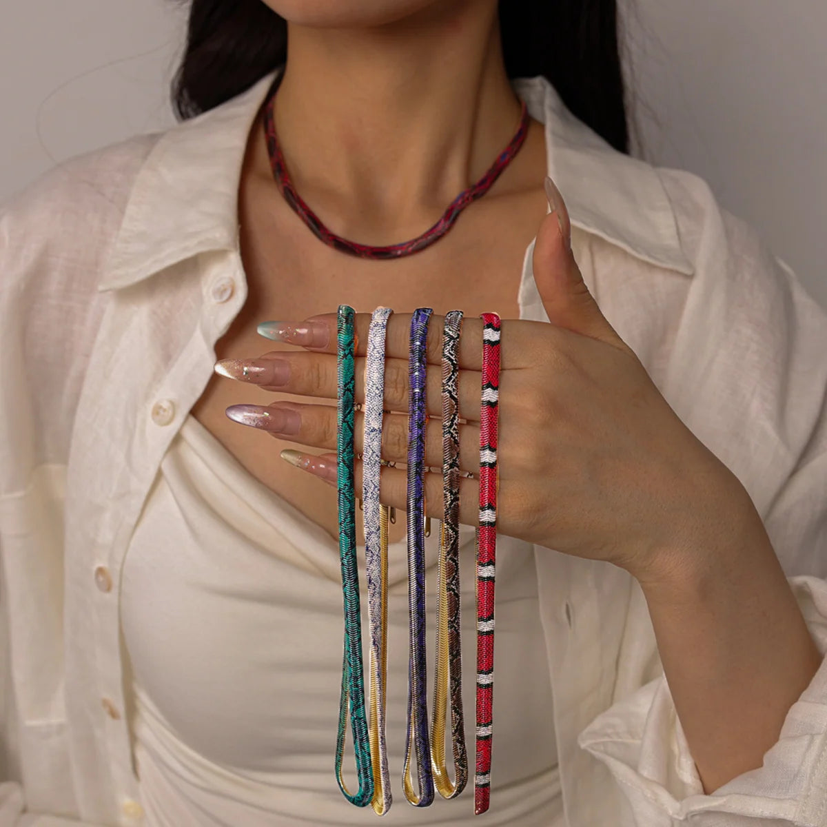 Zenvora snake chain necklaces in 6 colors