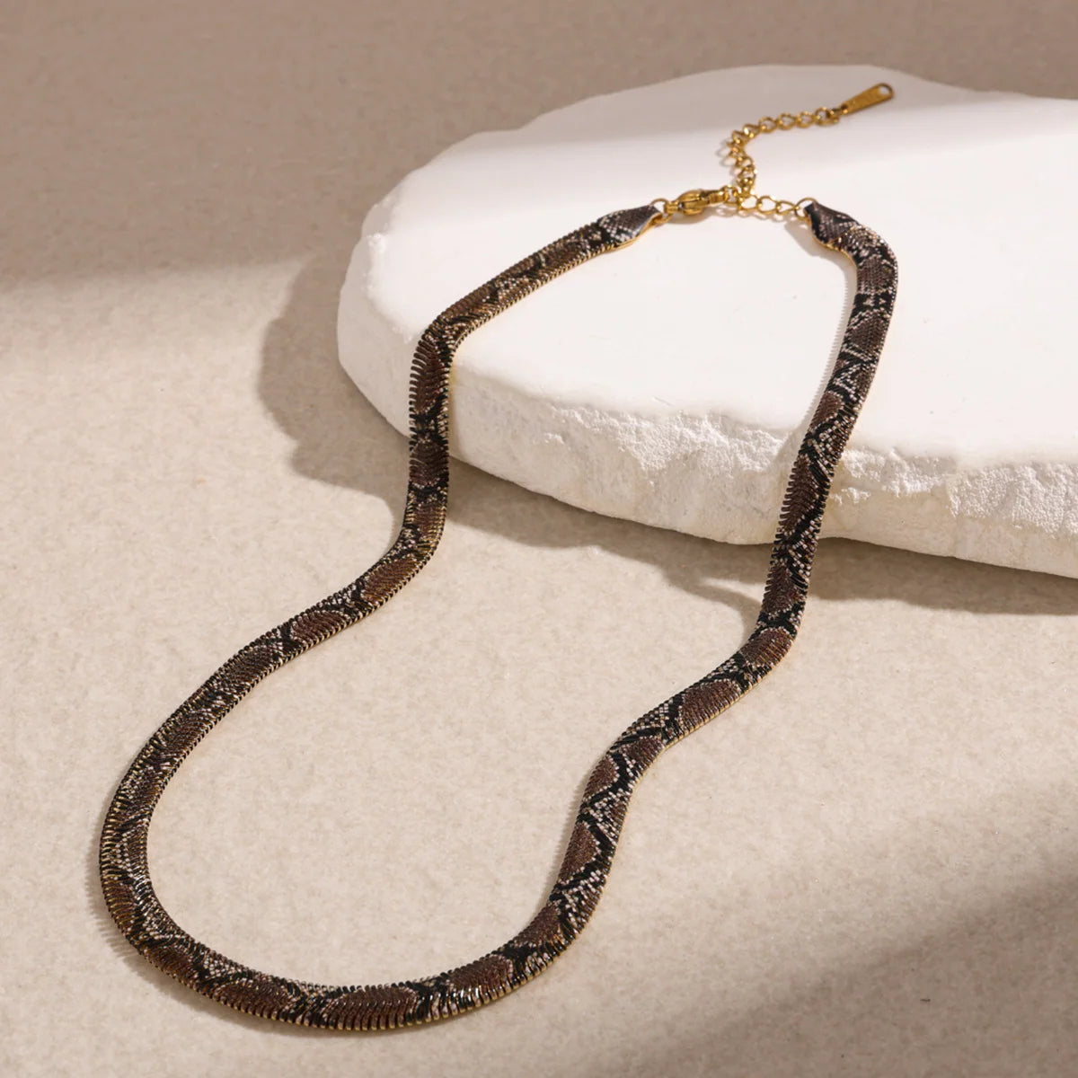 Python Brown snake chain necklace