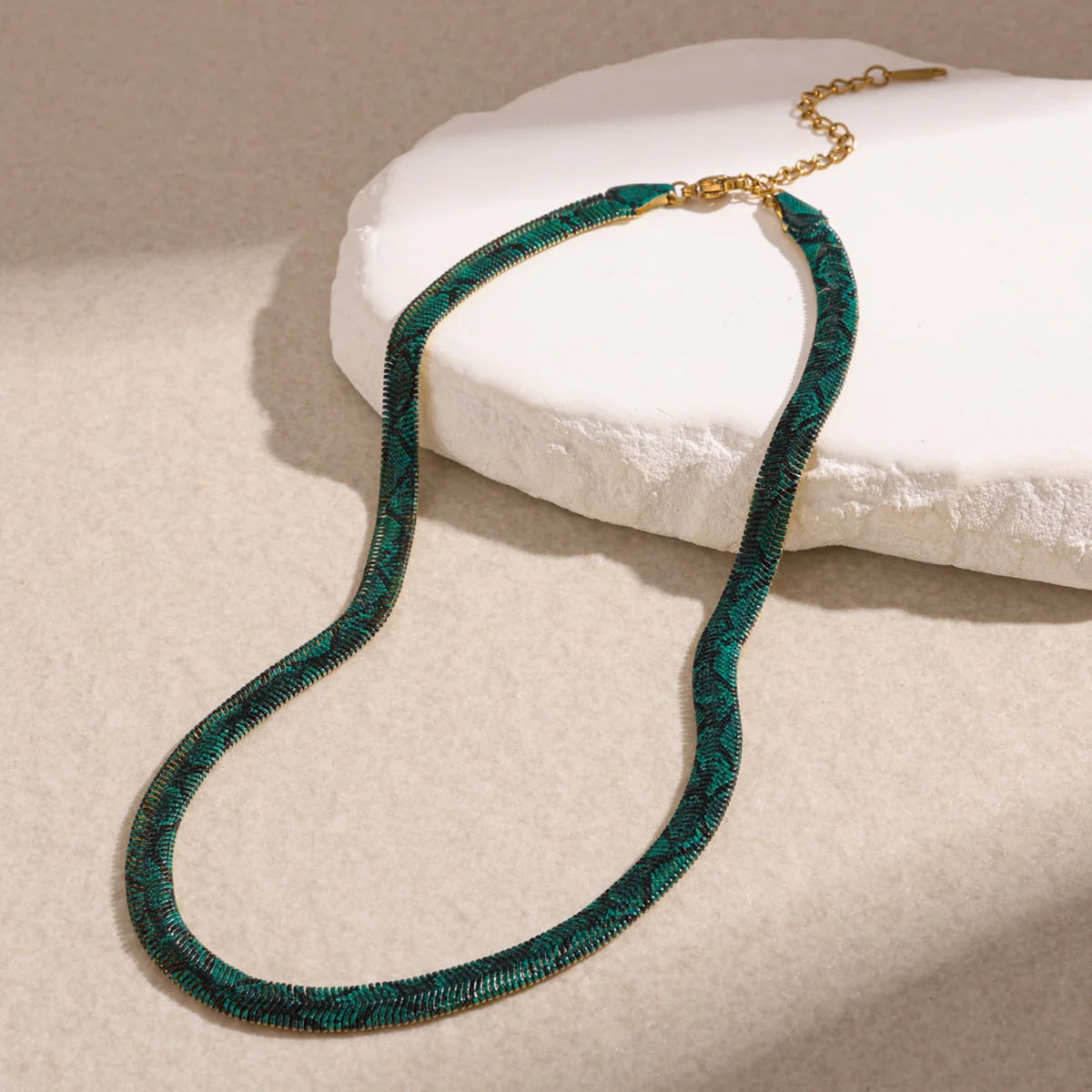 Emerald Green snake chain necklace