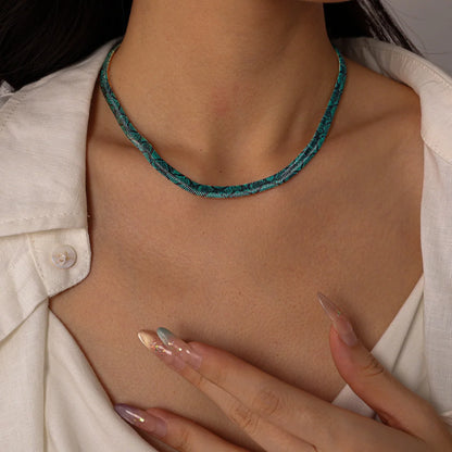 Emerald Green snake chain necklace worn