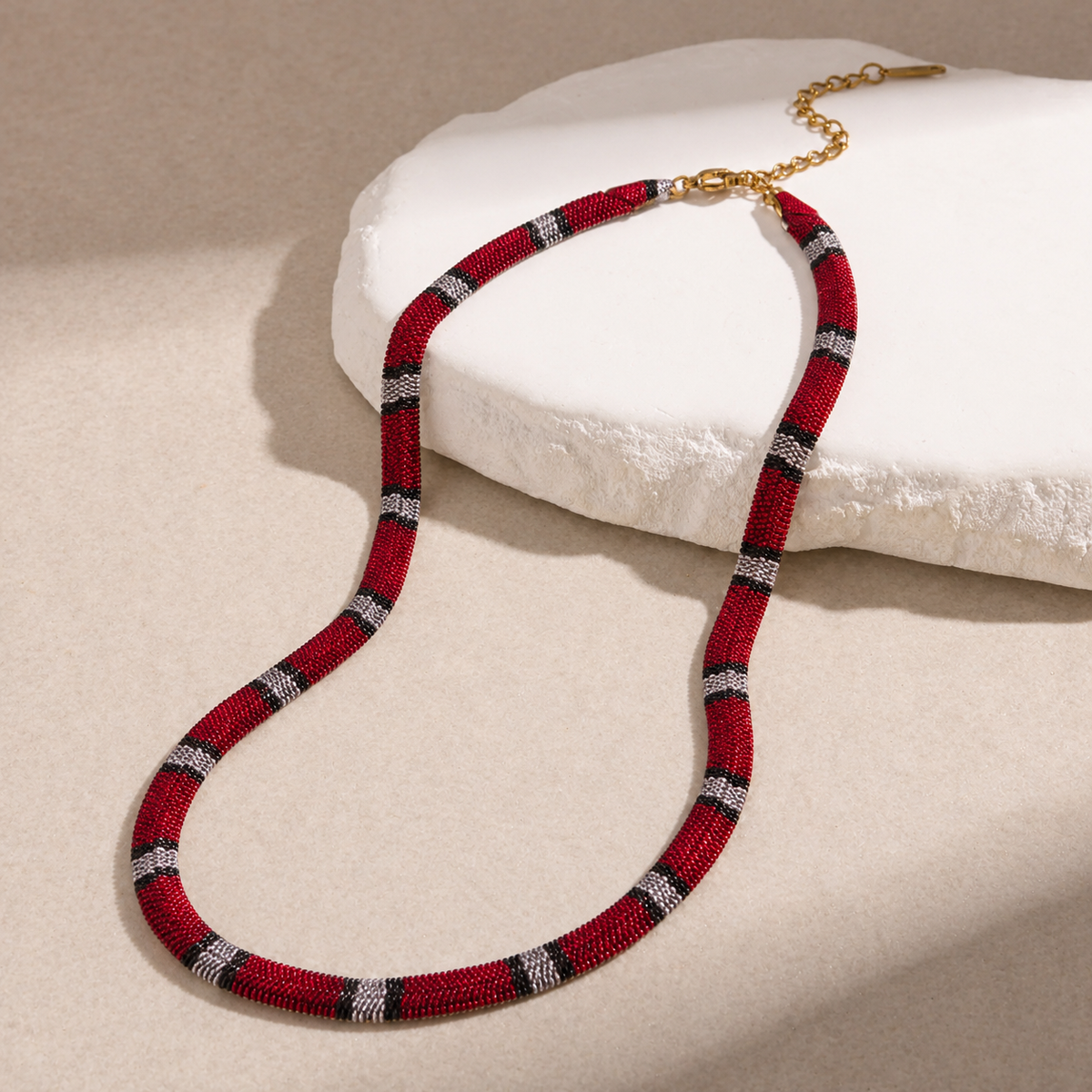 Coral Red snake chain necklace